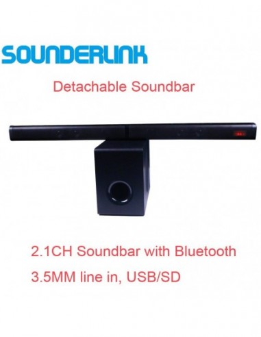 Sounderlink 2.1CH Bluetooth TV soundbar with subwoofer optical USB TF vitual 3D surround sound home theater system