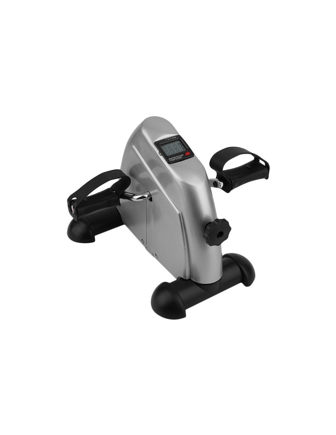 Exercise Cycle Fitness Mini Pedal Stepper Bike Indoor 4 Legs LCD Display Silver 
